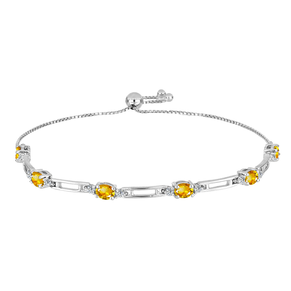 Stříbrný Náramek s Uralským Citrínem a Bílým Topazem 1 