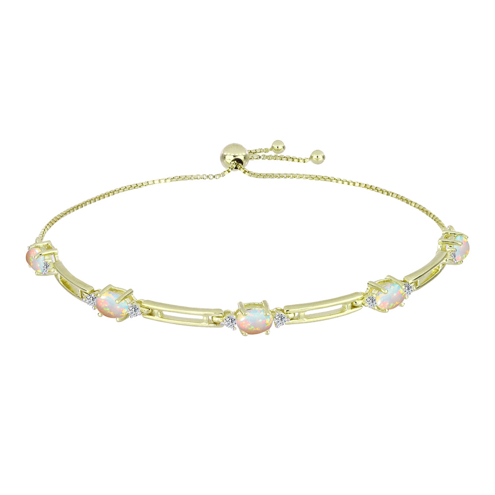 Pozlacený Stříbrný Náramek s Etiopským Opálem z Lega Dembi a Bílým Topazem 1 