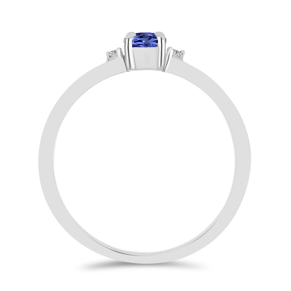 Stříbro 925/1000 - Prsten s Tanzanitem a Bílým Topazem - Karátové číslo: 0.26. přibližná hmotnost: 1.21 gramů 2 