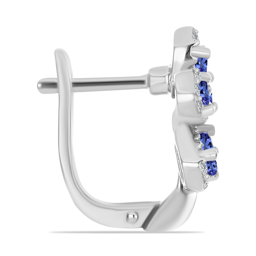 Stříbrné Náušnice s Tanzanitem a Bílým Topazem 2 
