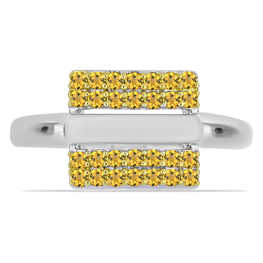 Pozlacený Stříbro 925/1000 - Prsten s Uralským Citrínem - Karátové číslo: 0.45. přibližná hmotnost: 2.95 gramů