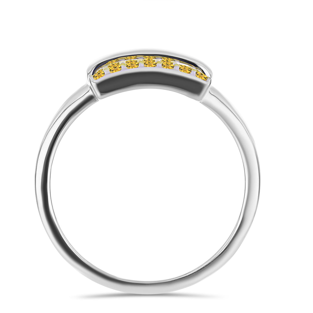 Pozlacený Stříbro 925/1000 - Prsten s Uralským Citrínem - Karátové číslo: 0.45. přibližná hmotnost: 2.95 gramů