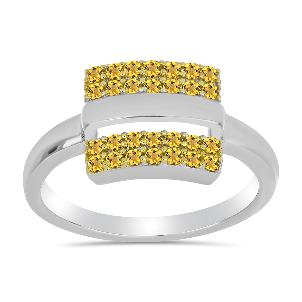 Pozlacený Stříbro 925/1000 - Prsten s Uralským Citrínem - Karátové číslo: 0.45. přibližná hmotnost: 2.95 gramů 1 