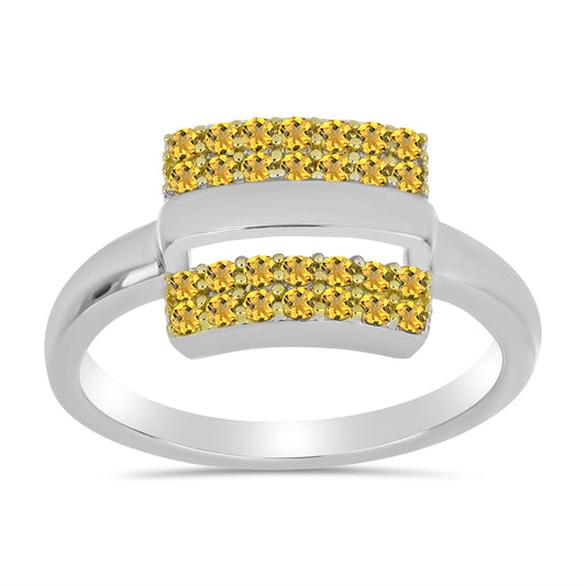 Pozlacený Stříbro 925/1000 - Prsten s Uralským Citrínem - Karátové číslo: 0.45. přibližná hmotnost: 2.95 gramů