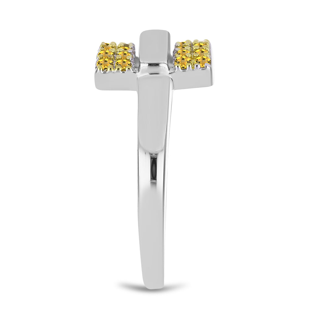 Pozlacený Stříbro 925/1000 - Prsten s Uralským Citrínem - Karátové číslo: 0.45. přibližná hmotnost: 2.95 gramů 4 