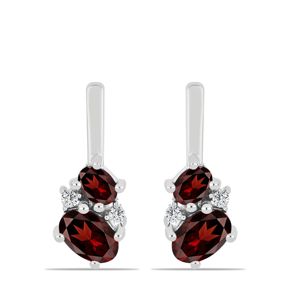 Stříbrné Náušnice s Bartonským Granátem a Bílým Topazem 1 