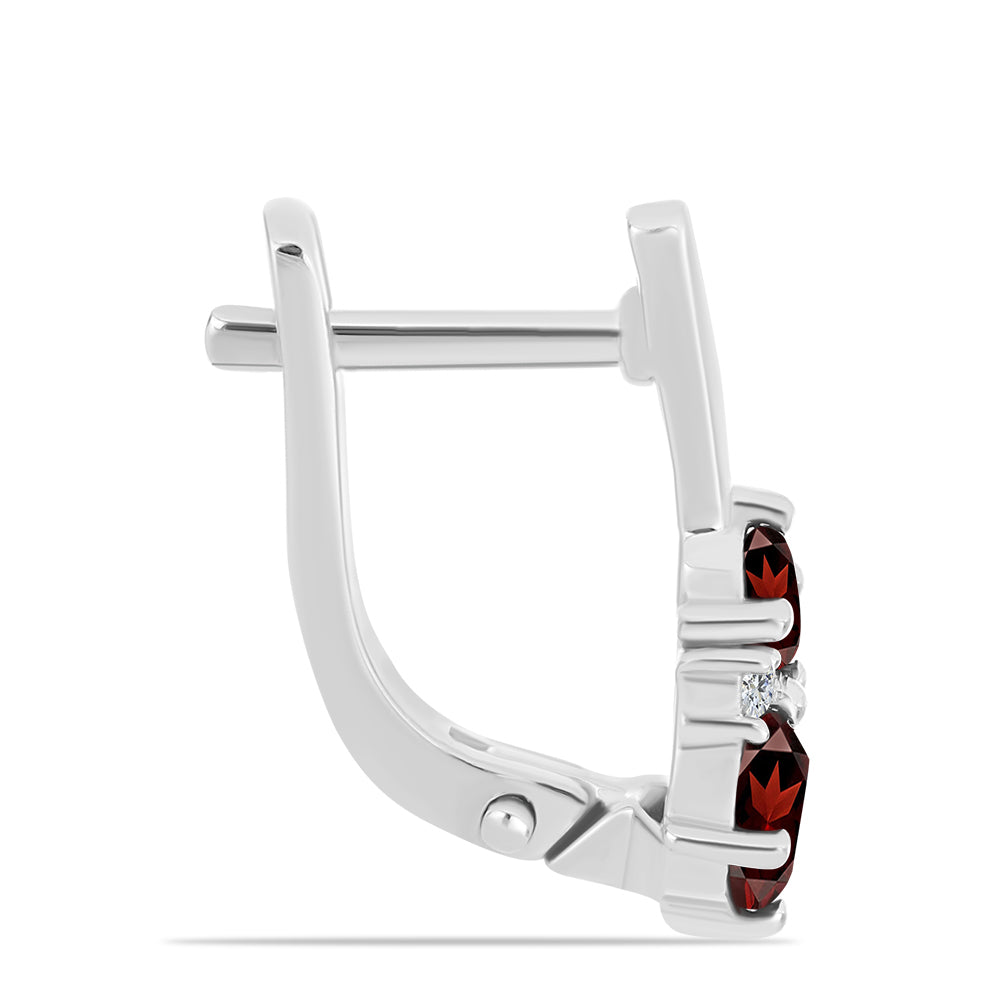 Stříbrné Náušnice s Bartonským Granátem a Bílým Topazem