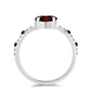 Stříbro 925/1000 Prsten s Bartonským Granátem a Bílým Topazem - Karátové číslo: 1.1. přibližná hmotnost: 1.82 gramů
