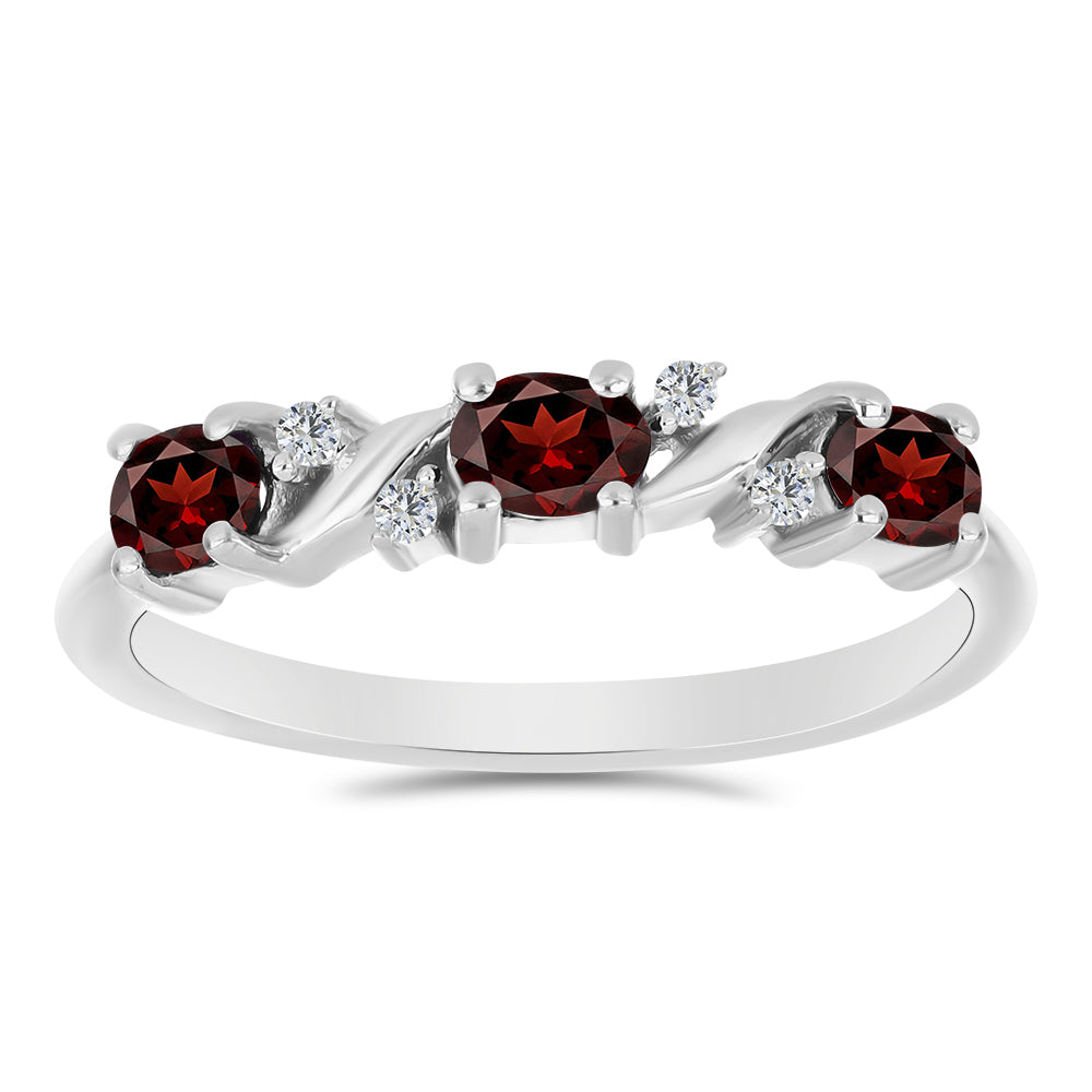 Stříbrný Prsten s Bartonským Granátem a Bílým Topazem