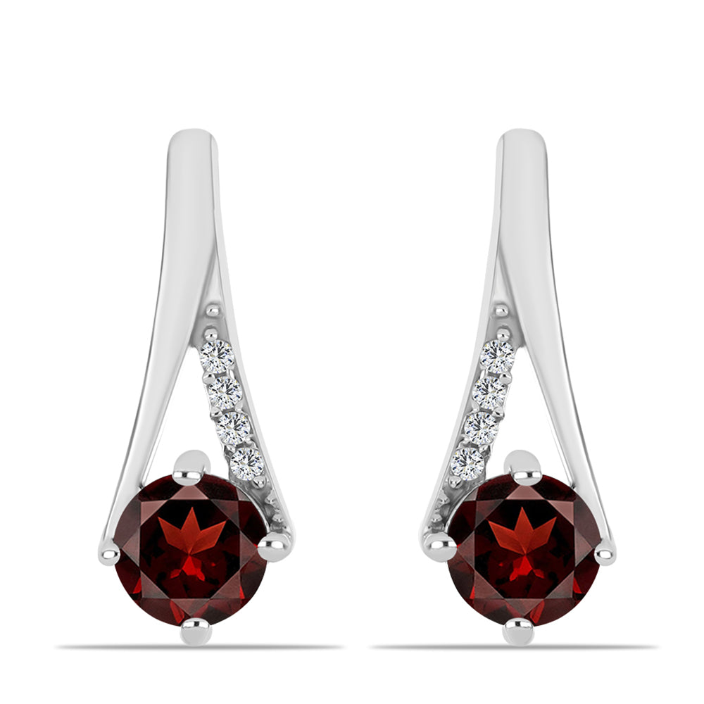 Stříbro 925/1000 Náušnice s Bartonským Granátem a Bílým Topazem - Karátové číslo: 1.22. přibližná hmotnost: 2.84 gramů 1 