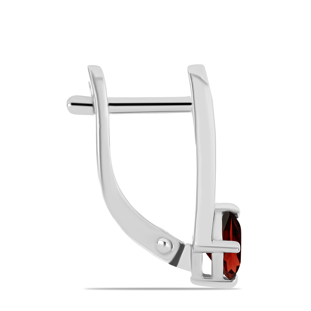 Stříbro 925/1000 Náušnice s Bartonským Granátem a Bílým Topazem - Karátové číslo: 1.22. přibližná hmotnost: 2.84 gramů 2 