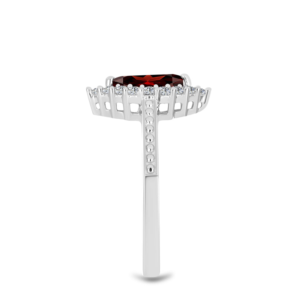 Stříbro 925/1000 - Prsten s Bartonským Granátem a Bílým Topazem - Karátové číslo: 0.97. přibližná hmotnost: 2.71 gramů 4 