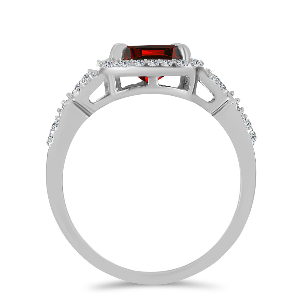 Stříbro 925/1000 - Prsten s Bartonským Granátem a Bílým Topazem - Karátové číslo: 3.03. přibližná hmotnost: 3.63 gramů 2 