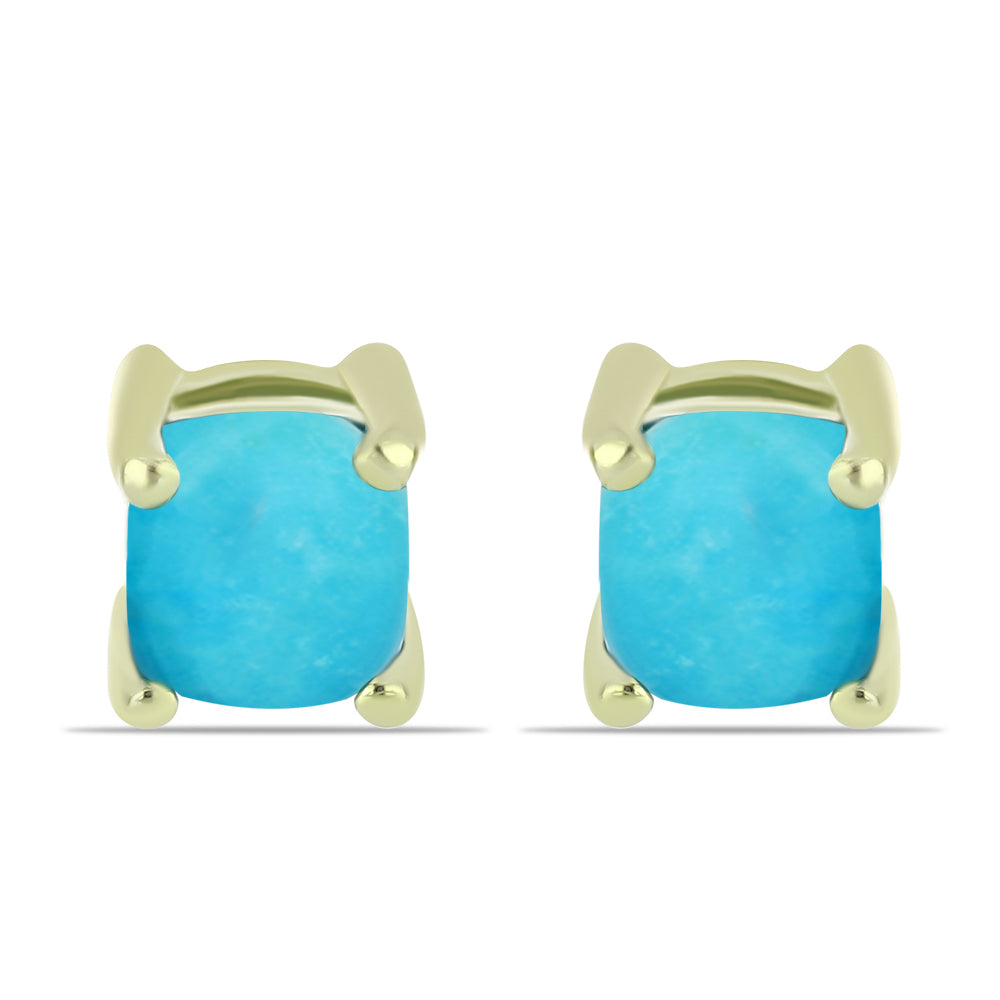 Pozlacené stříbro 925/1000 Náušnice s Tyrkysem Sleeping Beauty - Karátové číslo: 0.64. přibližná hmotnost: 1.11 gramů