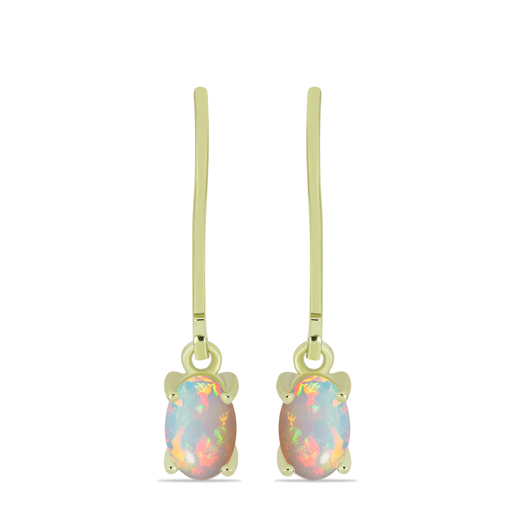 Pozlacené Stříbro 925/1000 - Náušnice s Etiopským Opálem z Lega Dembi - Karátové číslo: 0.63. přibližná hmotnost: 1.56 gramů