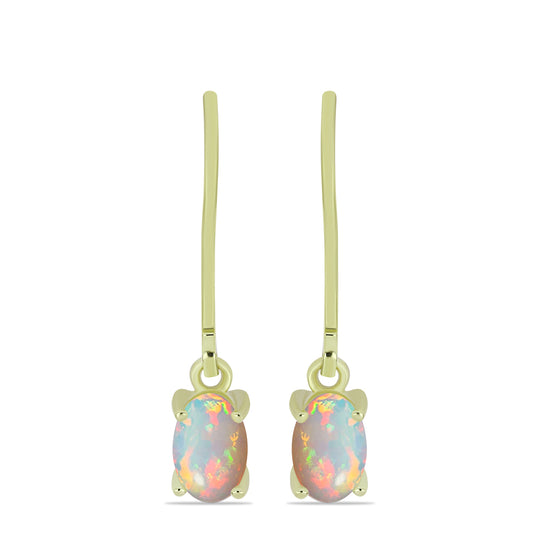 Pozlacené Stříbro 925/1000 - Náušnice s Etiopským Opálem z Lega Dembi - Karátové číslo: 0.63. přibližná hmotnost: 1.56 gramů