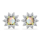 Pozlacené Stříbro 925/1000 - Náušnice s Etiopským Opálem z Lega Dembi a Bílým Topazem - Karátové číslo: 0.56. přibližná hmotnost: 1.41 gramů