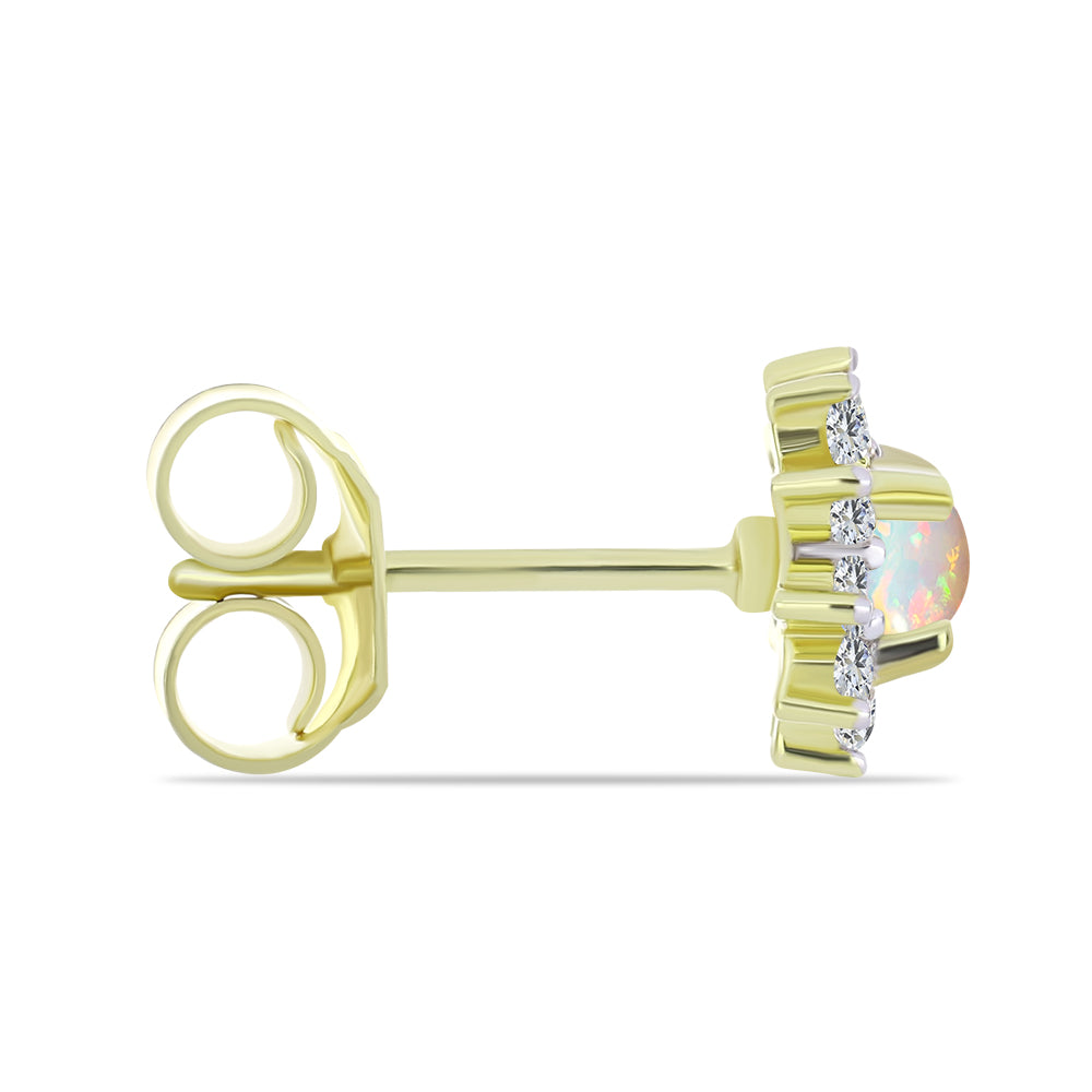 Pozlacené Stříbro 925/1000 - Náušnice s Etiopským Opálem z Lega Dembi a Bílým Topazem - Karátové číslo: 0.56. přibližná hmotnost: 1.41 gramů 2 