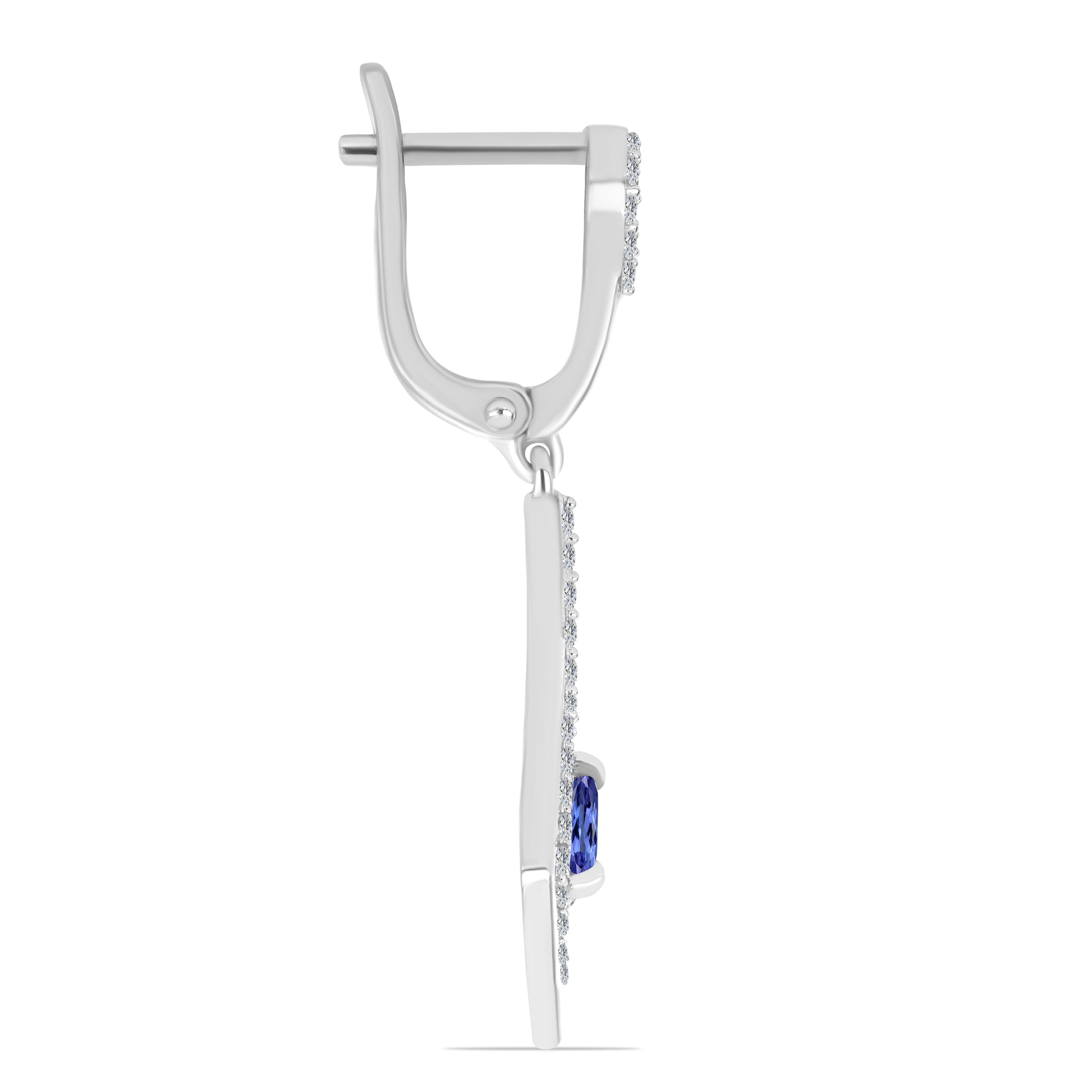 Stříbrné Náušnice s Tanzanitem a Bílým Topazem 2 