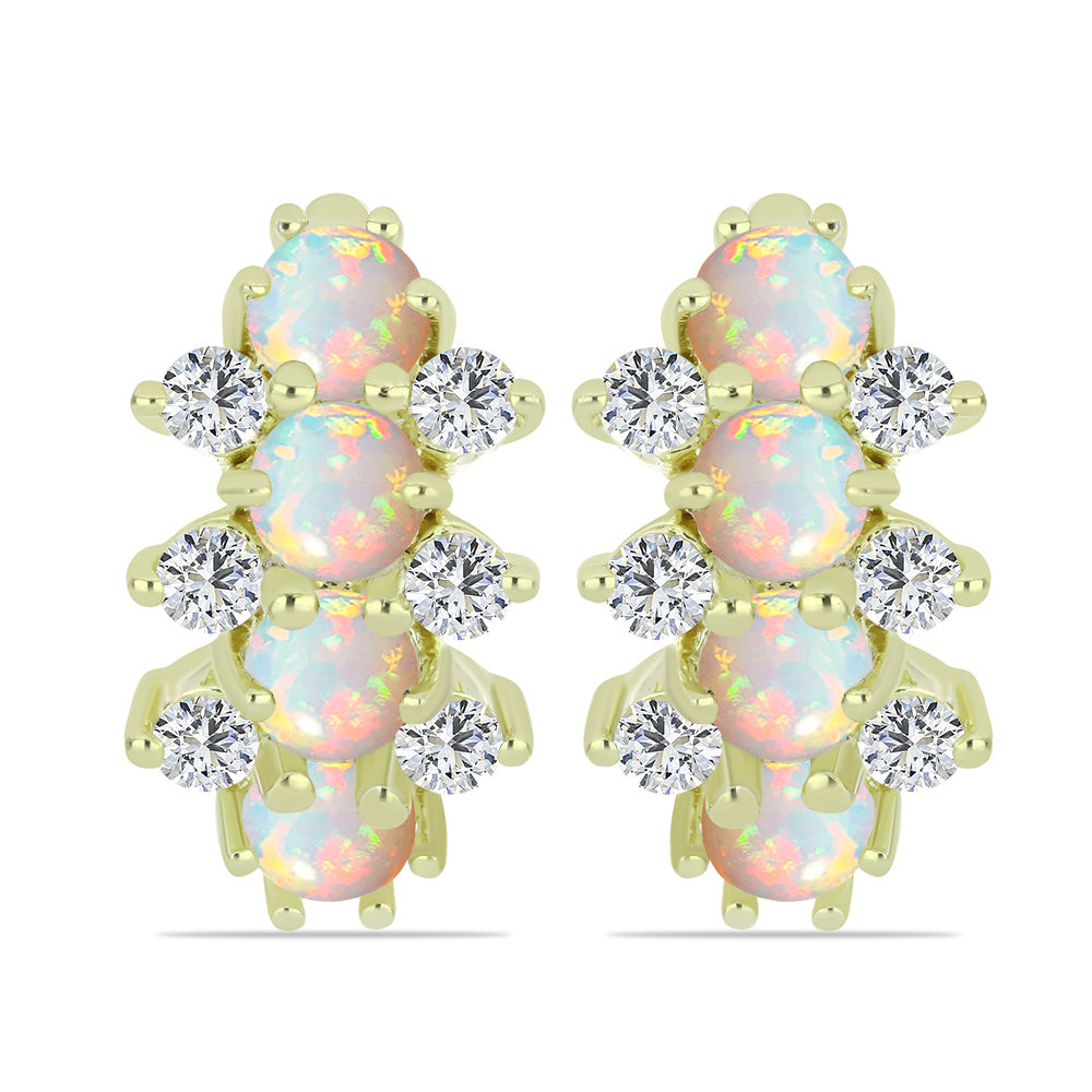 Pozlacené Stříbrné Náušnice s Etiopským Opálem z Lega Dembi a Bílým Topazem