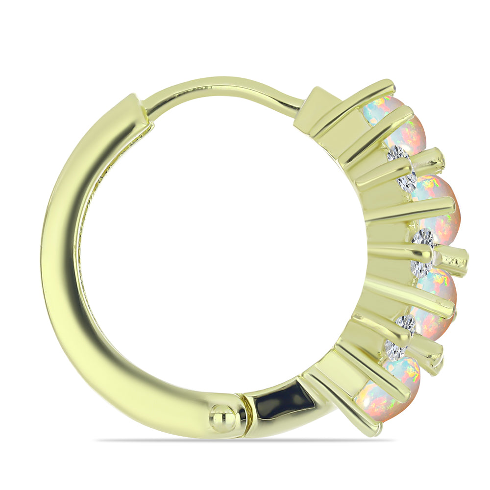 Pozlacené Stříbrné Náušnice s Etiopským Opálem z Lega Dembi a Bílým Topazem