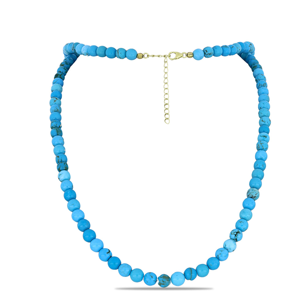 Pozlacené Stříbro 925/1000 - Náhrdelník s Tyrkysem Sleeping Beauty - Karátové číslo: 124.96. přibližná hmotnost: 26 gramů 1 