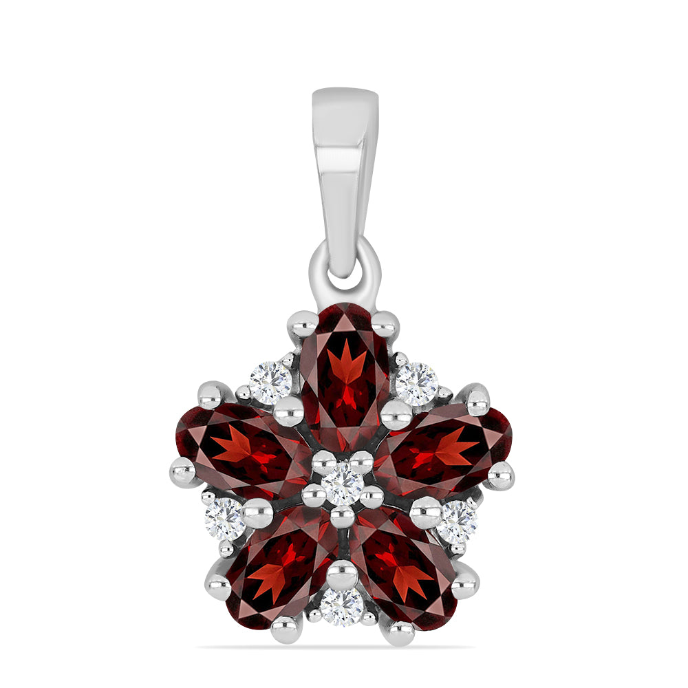 Stříbro 925/1000 - Přívěsek s Bartonským Granátem a Bílým Topazem - Karátové číslo: 1.61. přibližná hmotnost: 1.49 gramů 1 