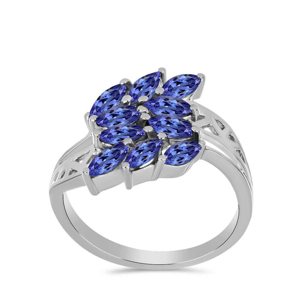 Stříbro 925/1000 Prsten s Tanzanitem - Karátové číslo: 1.47. přibližná hmotnost: 3.25 gramů