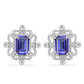 Stříbro 925/1000 Náušnice s Tanzanitem a Bílým Topazem - Karátové číslo: 3.75. přibližná hmotnost: 5.33 gramů