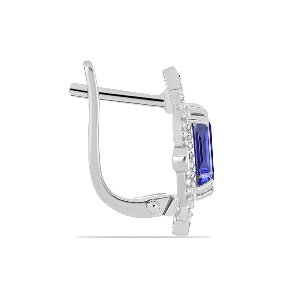 Stříbro 925/1000 Náušnice s Tanzanitem a Bílým Topazem - Karátové číslo: 3.75. přibližná hmotnost: 5.33 gramů