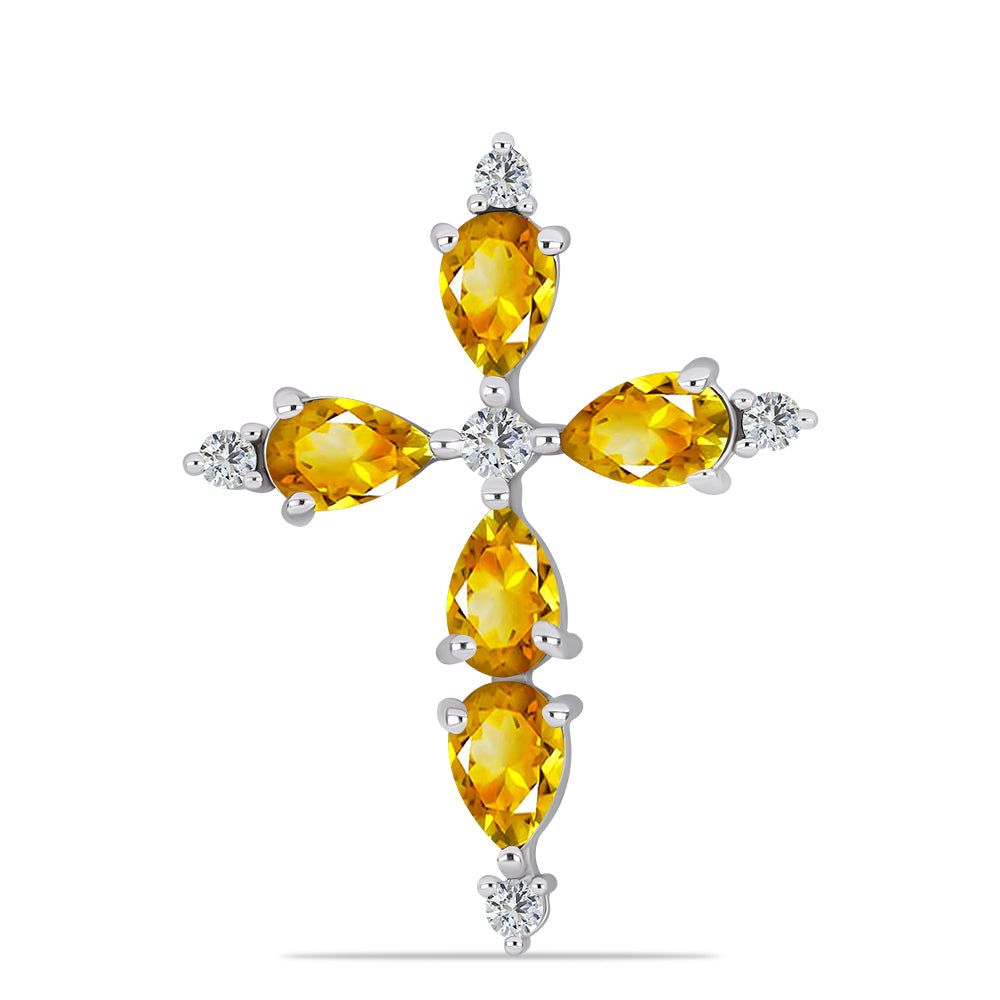 Stříbro 925/1000 - Přívěsek s Uralským Citrínem a Bílým Topazem - Karátové číslo: 2.06. přibližná hmotnost: 2.1 gramů