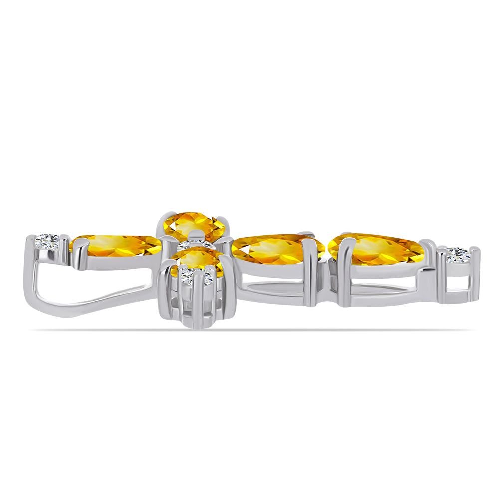 Stříbro 925/1000 - Přívěsek s Uralským Citrínem a Bílým Topazem - Karátové číslo: 2.06. přibližná hmotnost: 2.1 gramů 2 