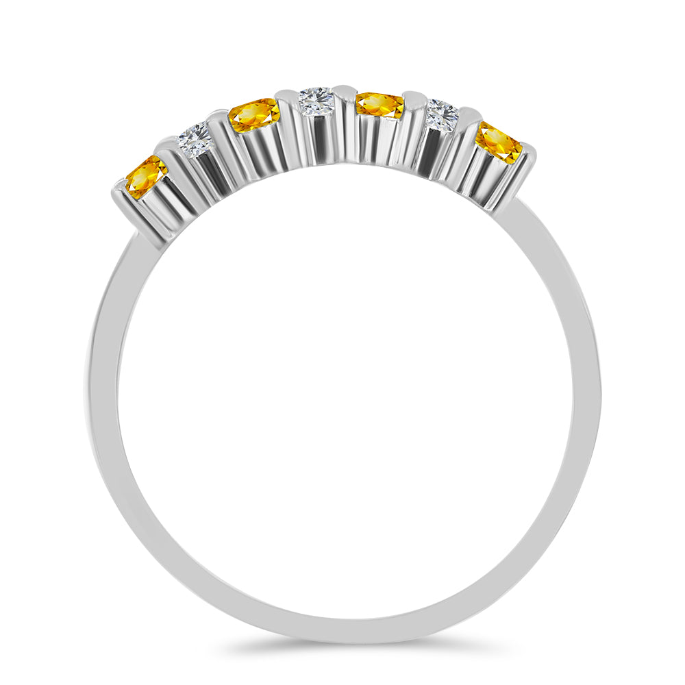 Stříbrný Prsten s Uralským Citrínem a Bílým Topazem