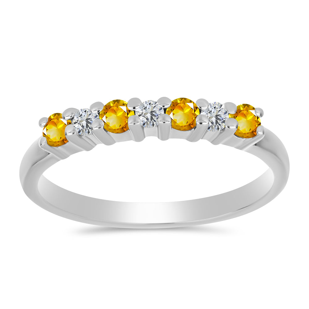 Stříbrný Prsten s Uralským Citrínem a Bílým Topazem