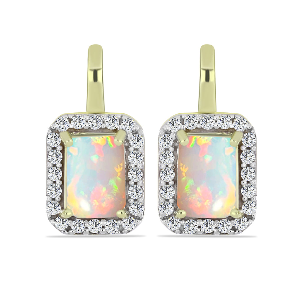 Pozlacené Stříbrné Náušnice s Etiopským Opálem z Lega Dembi a Bílým Topazem