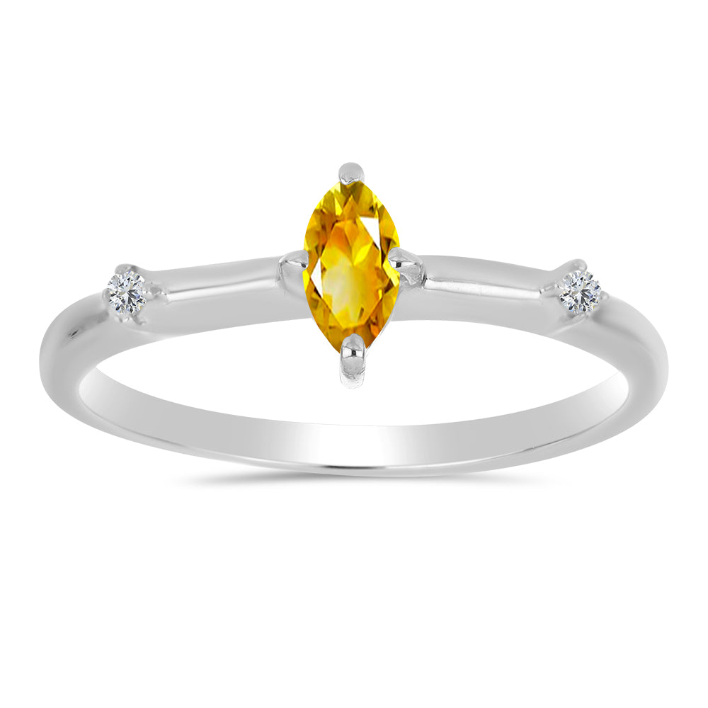 Stříbro 925/1000 - Prsten s Uralským Citrínem a Bílým Topazem - Karátové číslo: 0.26. přibližná hmotnost: 1.63 gramů 1 