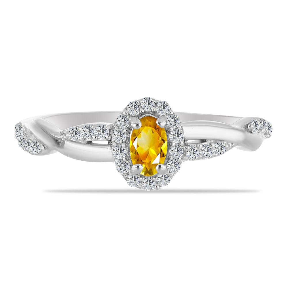 Stříbrný Prsten s Uralským Citrínem a Bílým Topazem 2 