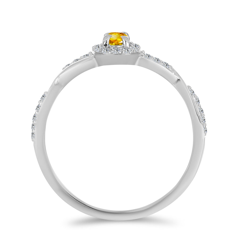 Stříbrný Prsten s Uralským Citrínem a Bílým Topazem 3 