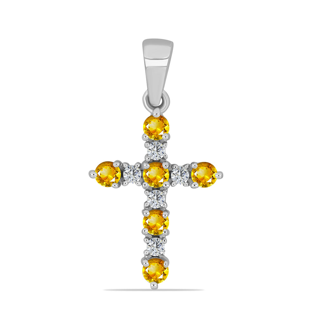 Stříbro 925/1000 - Přívěsek s Uralským Citrínem a Bílým Topazem - Karátové číslo: 0.5. přibližná hmotnost: 1.21 gramů