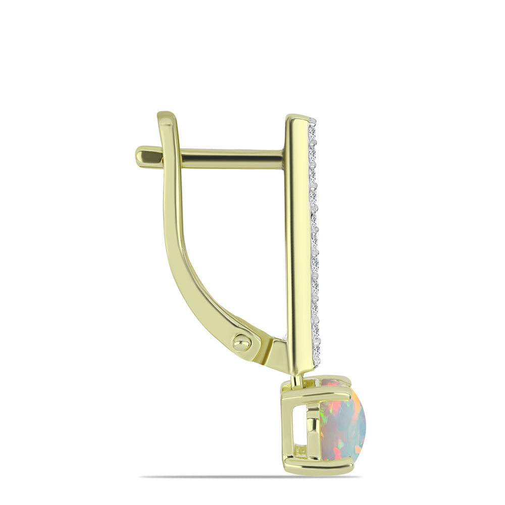 Pozlacené Stříbrné Náušnice s Etiopským Opálem z Lega Dembi a Bílým Topazem 2 