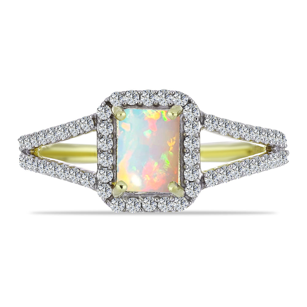 Pozlacený Stříbrný Prsten s Etiopským Opálem z Lega Dembi a Bílým Topazem 1 