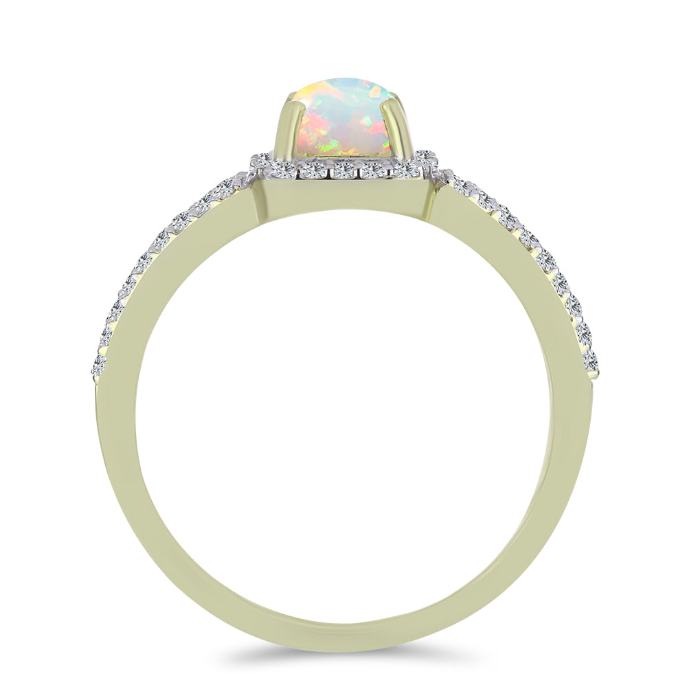 Pozlacený Stříbrný Prsten s Etiopským Opálem z Lega Dembi a Bílým Topazem