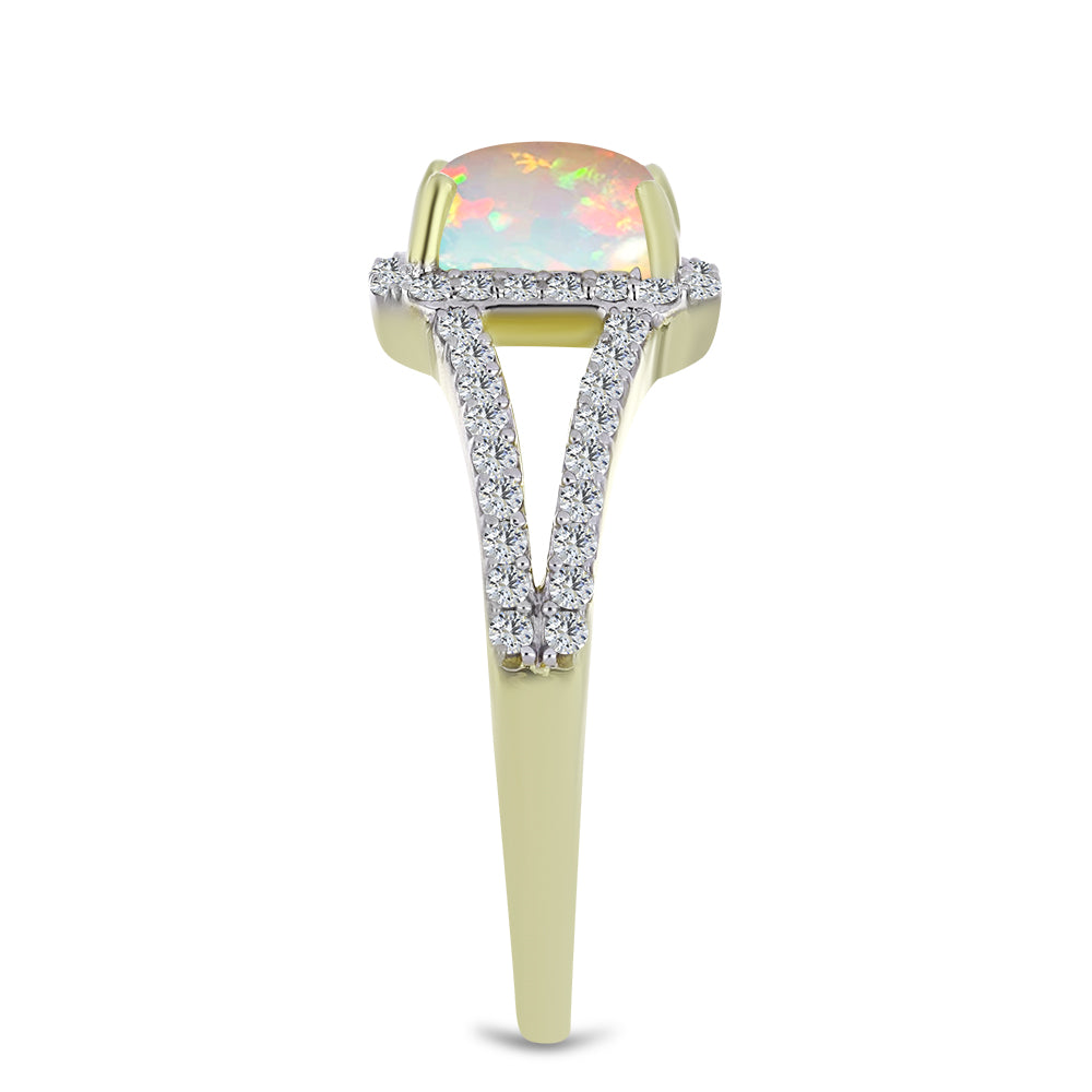 Pozlacený Stříbrný Prsten s Etiopským Opálem z Lega Dembi a Bílým Topazem 4 