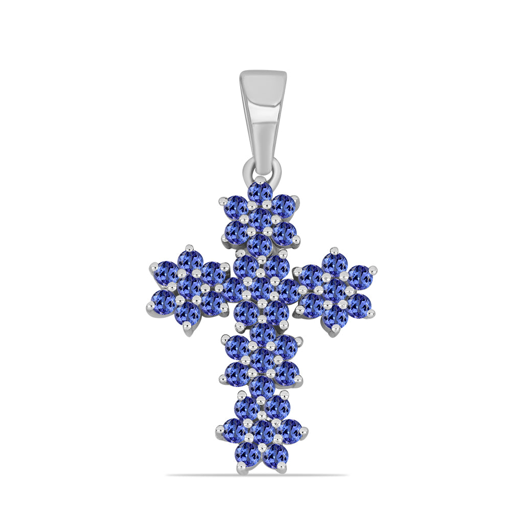 Kříž Stříbrný Přívěsek s Tanzanitem 1 