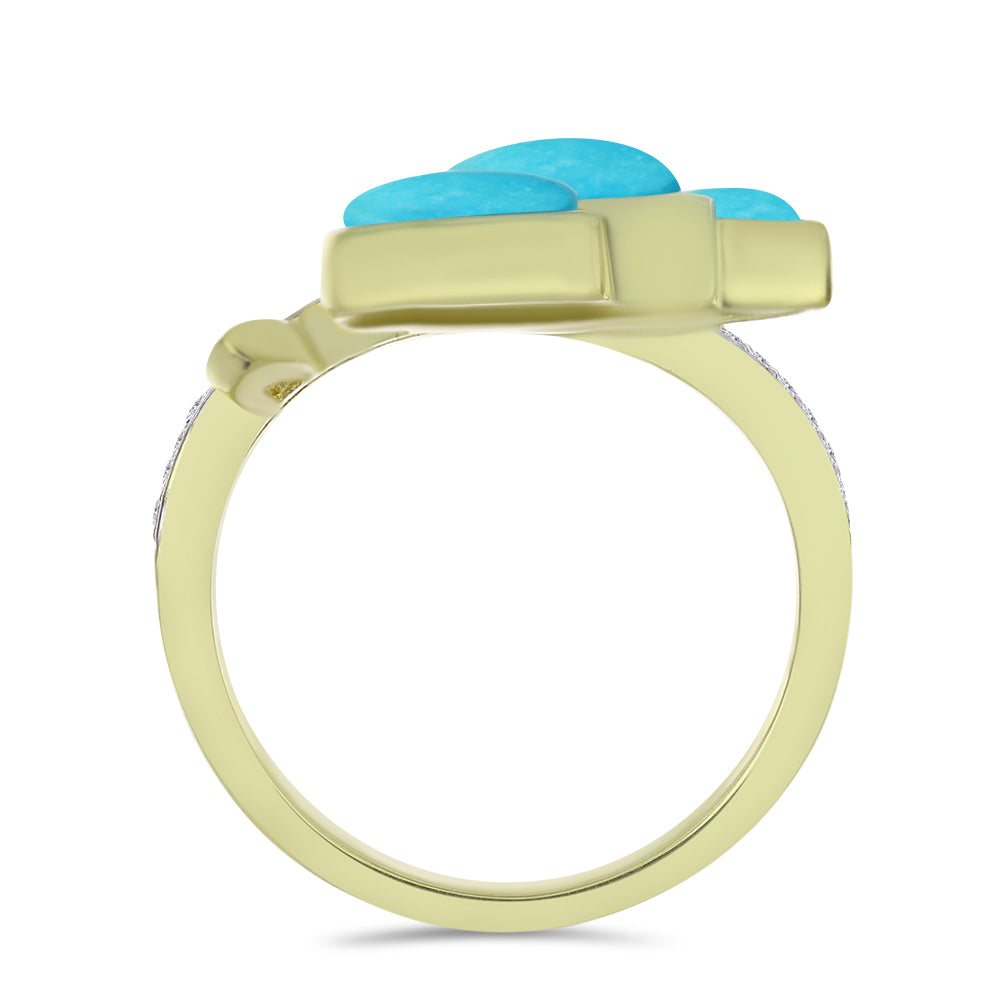 Pozlacený Stříbrný Prsten s Tyrkysem Sleeping Beauty a Bílým Topazem