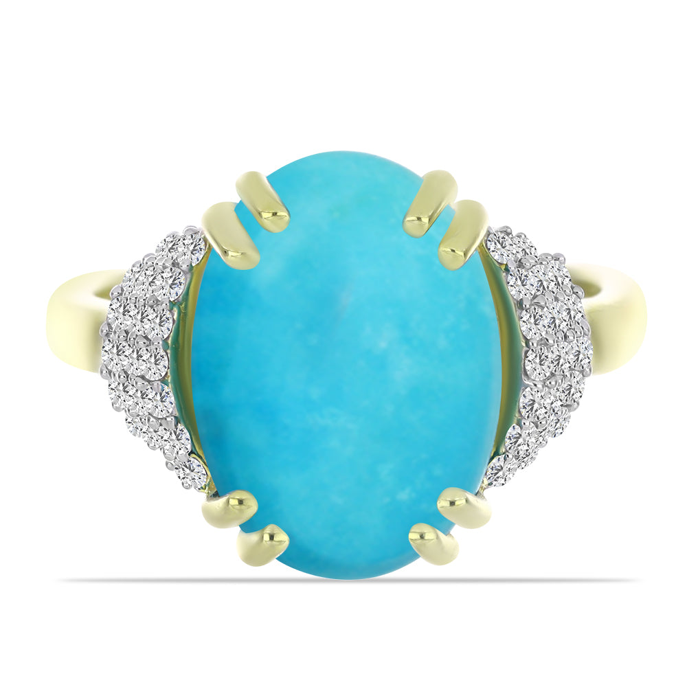 Pozlacený Stříbrný Prsten s Tyrkysem Sleeping Beauty a Bílým Topazem 1 