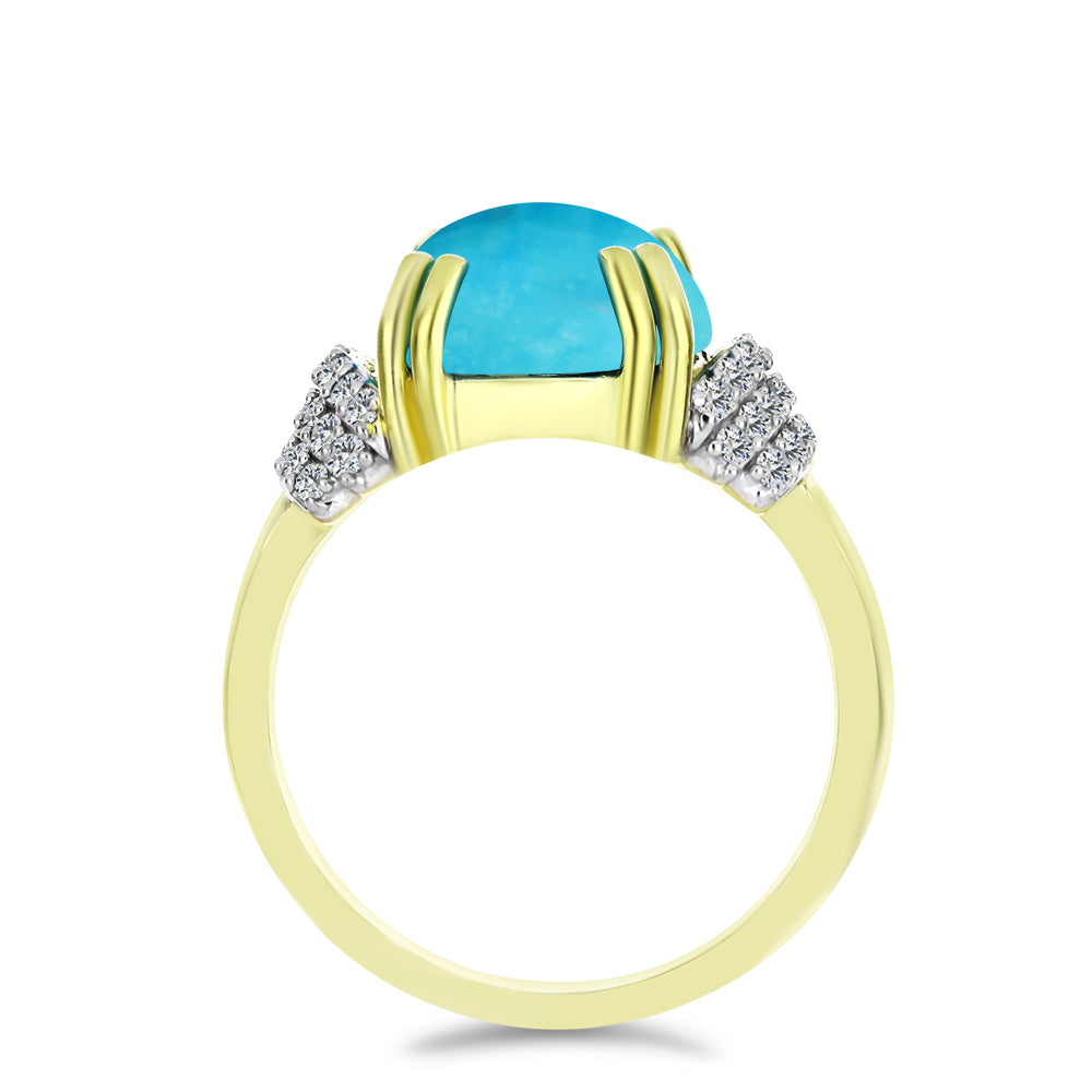 Pozlacený Stříbrný Prsten s Tyrkysem Sleeping Beauty a Bílým Topazem 2 