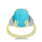 Pozlacený Stříbrný Prsten s Tyrkysem Sleeping Beauty a Bílým Topazem