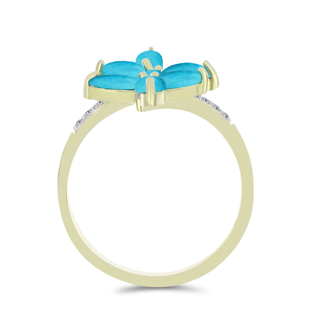 Pozlacený Stříbrný Prsten s Tyrkysem Sleeping Beauty a Bílým Topazem 2 