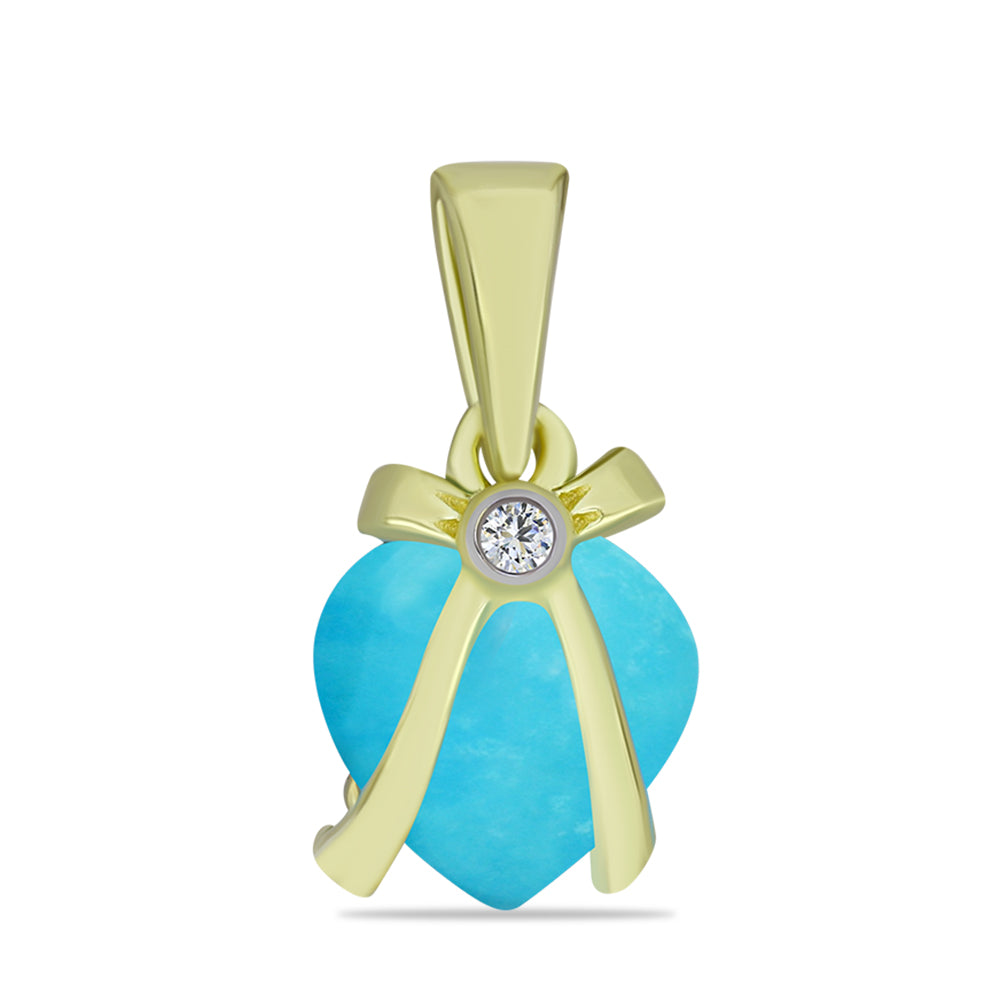 Pozlacený Stříbrný Přívěsek s Tyrkysem Sleeping Beauty a Bílým Topazem